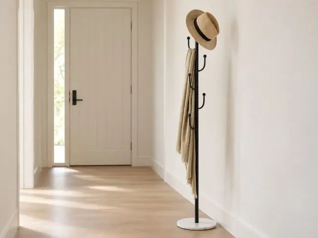 2 Marble Base Coat Stand - Black