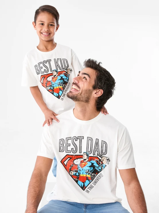 Father and Son Wearing Matching T-sh
