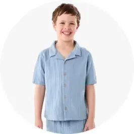 Short Sleeve Double Cloth Shirt for Boys