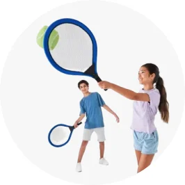 Kids Playing With Oversized Tennis