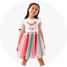 Young Girl Wearing Christmas Tutu D