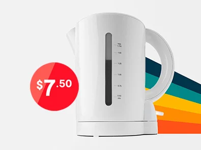 The home of low prices kettle that is priced $7.50 with red price roundel