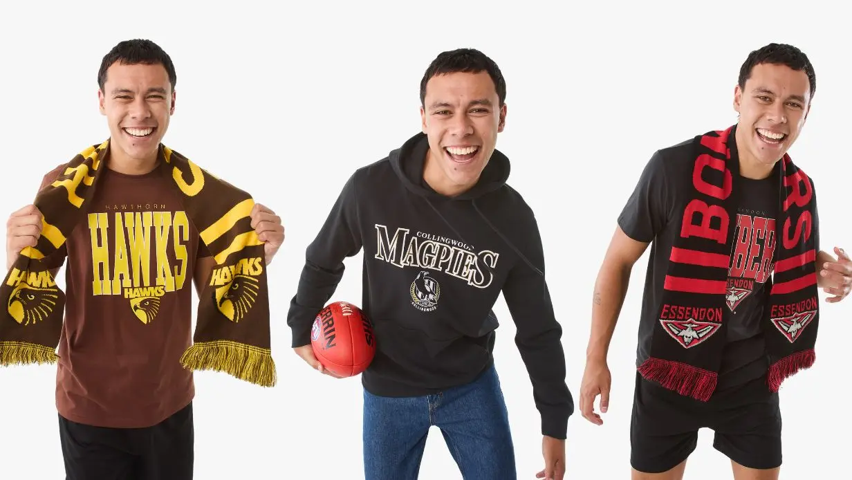 Official AFL Merchandise Including Scarfs, Jumpers & T Shirts