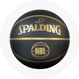 black and gold Spalding basket