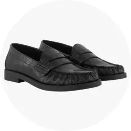 Womens Black Hi-Shine Loafer S