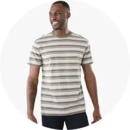 Men-s Australian Cotton Stripe T-shirt- Brown Stripe