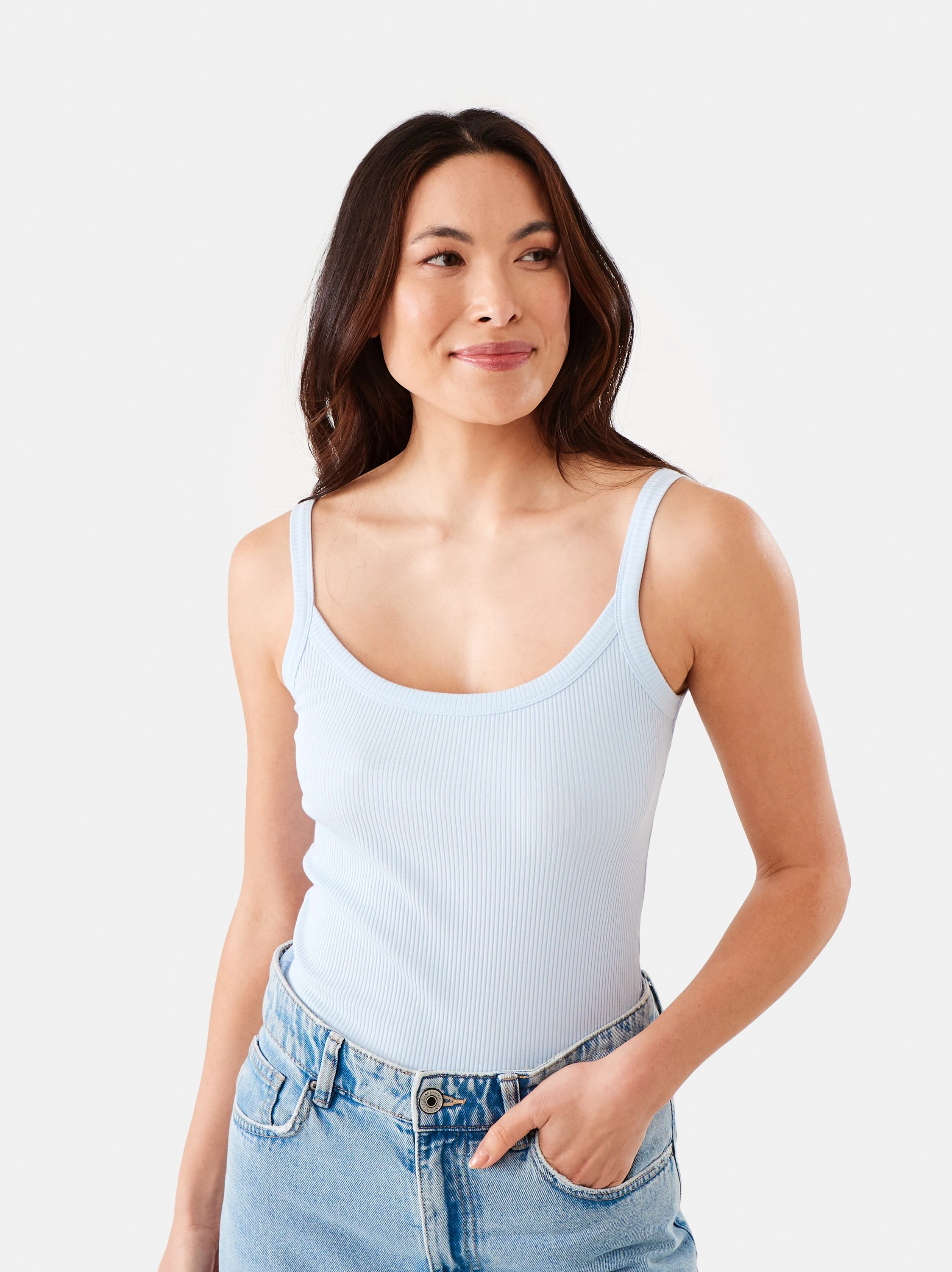 Sleeveless Rib Scoop Cami Top