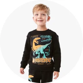 Boy Wearing Dino Print Black Colour Sweats