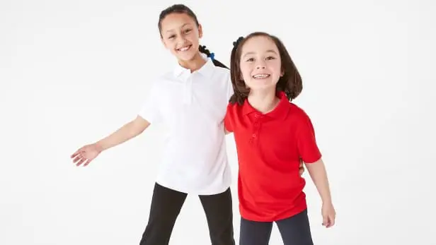 girls in sustainable cotton school uniform 