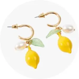 Lemon Hoop Earrings - Yellow and Gold 