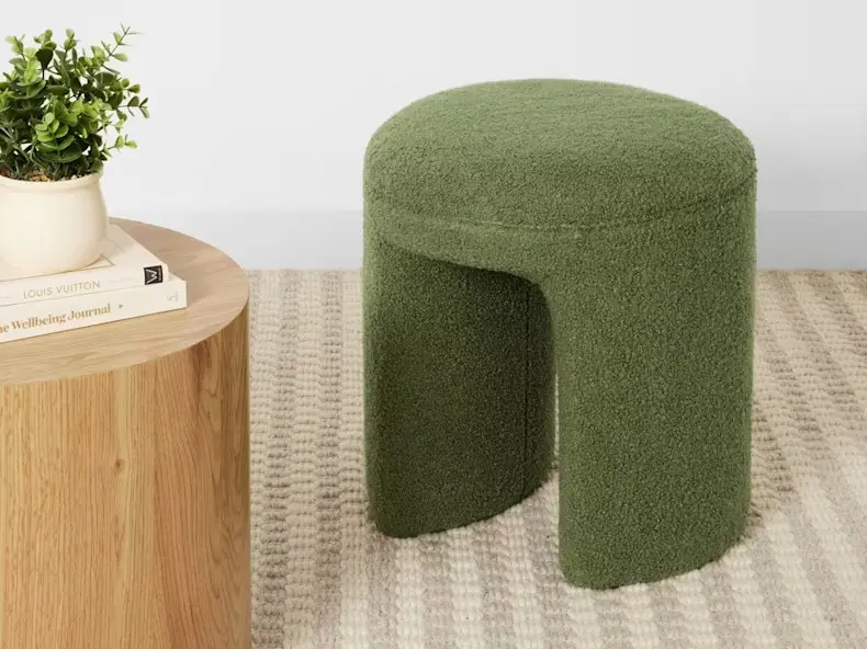 Boucle Green Ottoman