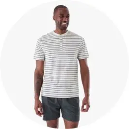 Mens Stripe Short Sleeve Henley Knit Pyjama