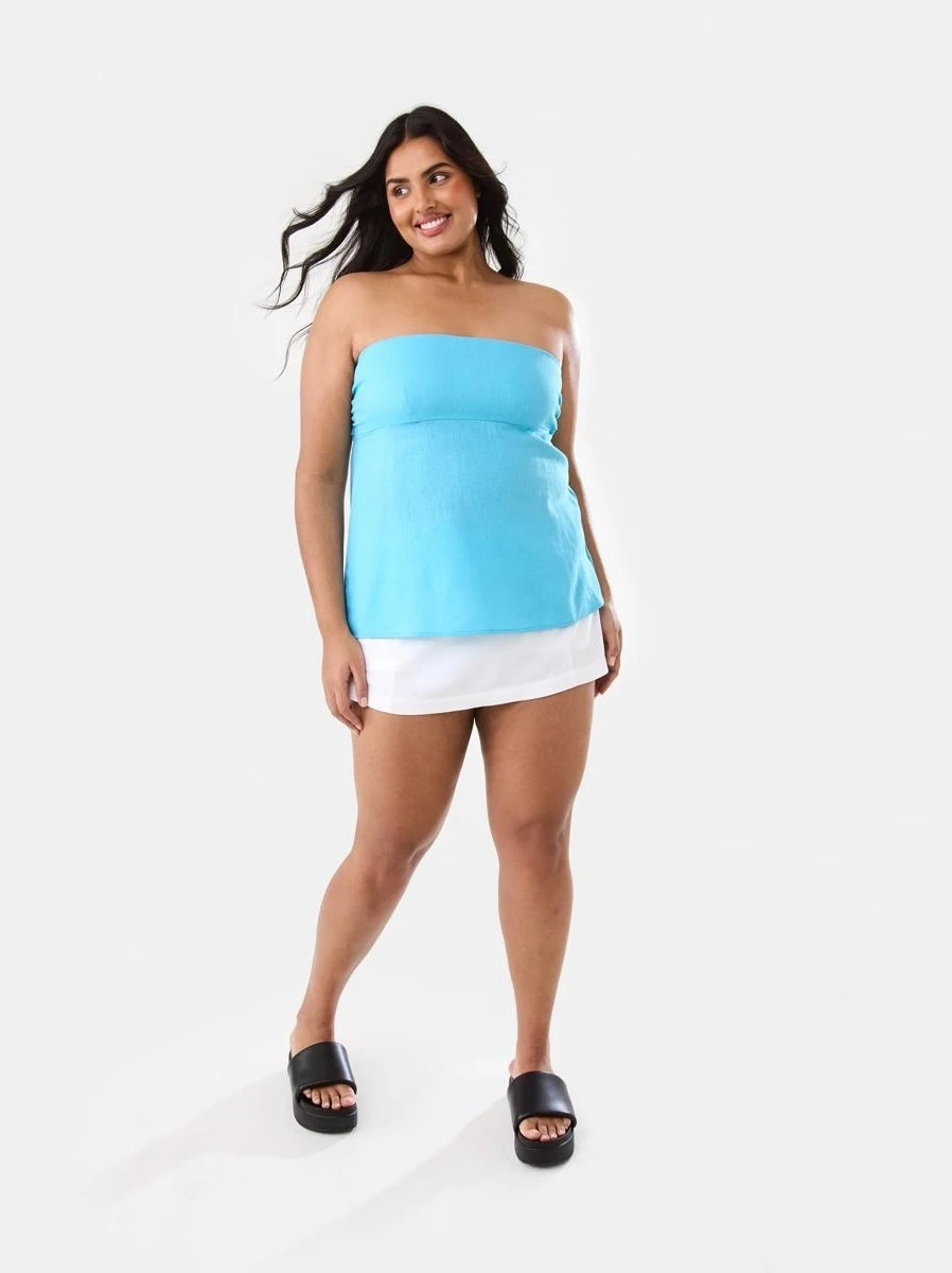 Strapless Tie Back Linen Blend