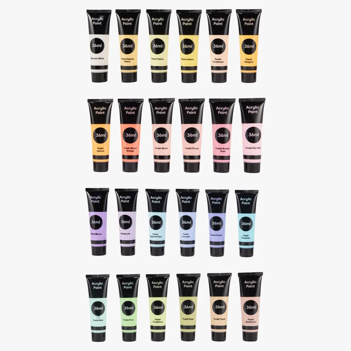 24 Pack Acrylic Paint Set - Pastel Colours
