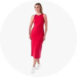 Sleeveless Padded Rib Midi D