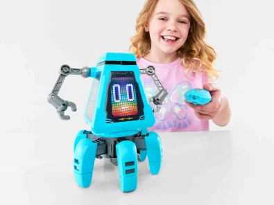 Girl playing with R/C Robot Octobot
