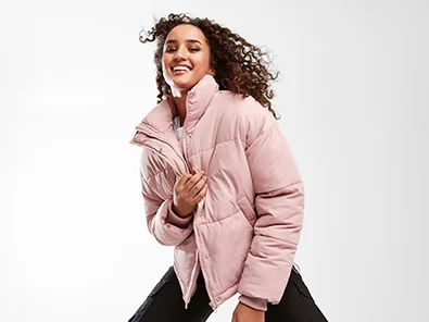 womens pink puffer jacket