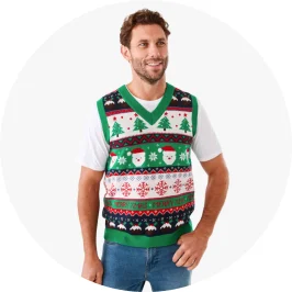 Talent Wearing Green Christmas Knit 