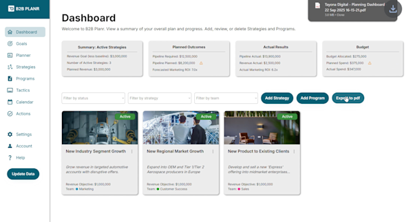One-Click Plan Export: Turning Your Marketing Strategy into a Board-Ready Presentation