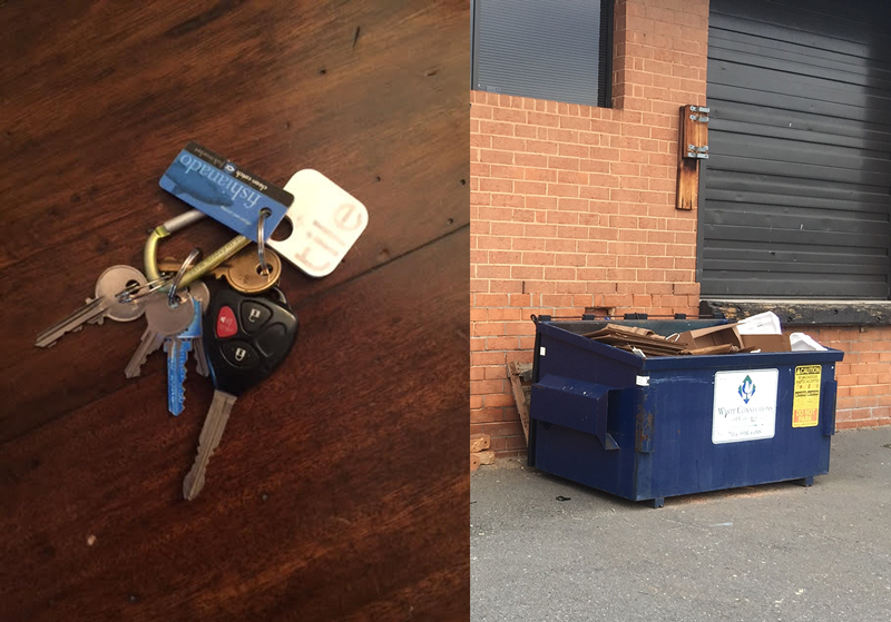Keys found by Tile in a dumpster