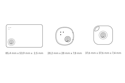 Dimensions of a Life360 Tile Essentials Pack