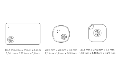 Dimensions of a Life360 Tile Essentials Pack
