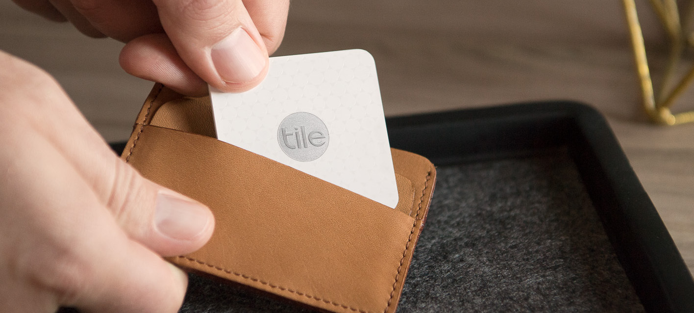 A slim wallet with a Tile in it