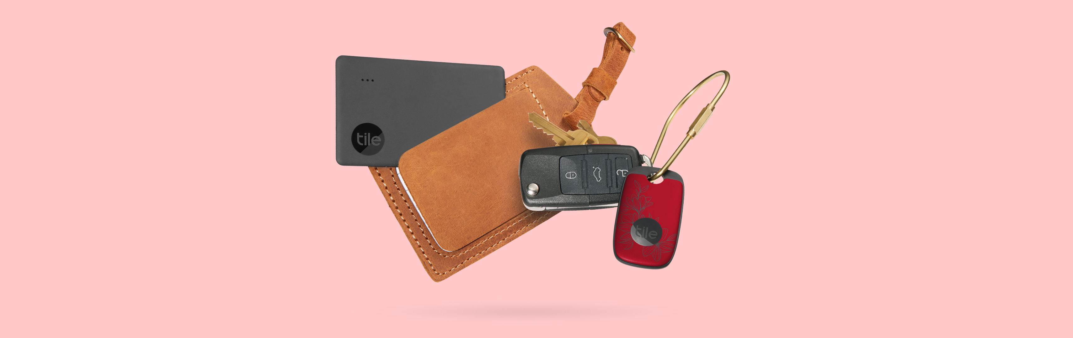 Keys and wallet with a special edition red Tile Pro attached