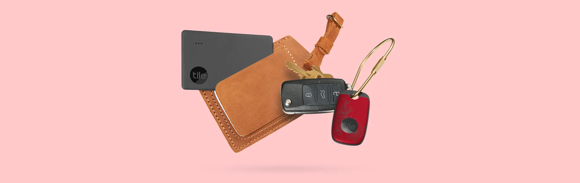 Keys and wallet with a special edition red Tile Pro attached
