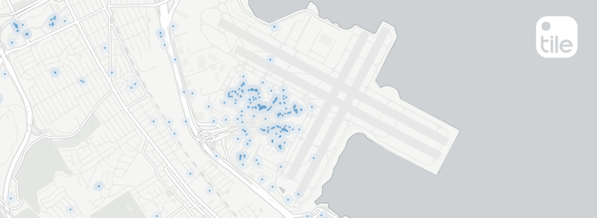 The Tile network map at an airport