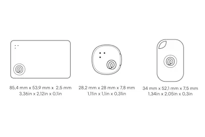 Dimensions of a Life360 Tile Pro Essentials Pack