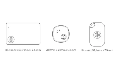 Dimensions of a Life360 Tile Pro Essentials Pack