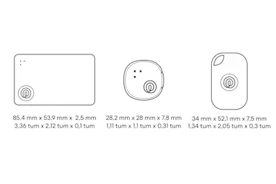 Dimensions of a Life360 Tile Pro Essentials Pack