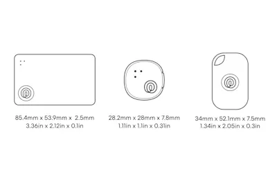 Dimensions of a Life360 Tile Pro Essentials Pack