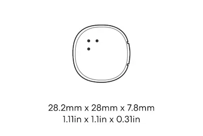 Dimensions of a Life360 Tile Sticker 