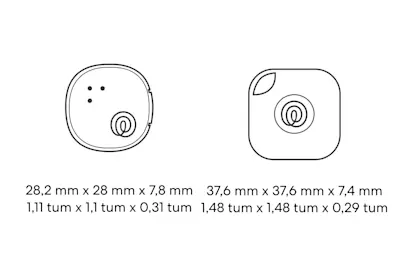 Dimensions of a Life360 Tile + Life360 Tile Sticker