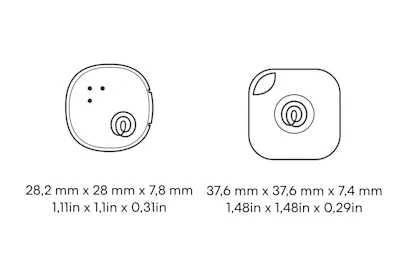 Dimensions of a Life360 Tile + Life360 Tile Sticker