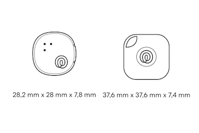 Dimensions of a Life360 Tile + Life360 Tile Sticker