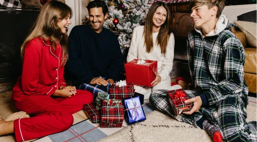 Family opening presents