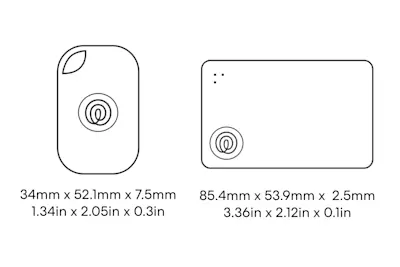 Dimensions of a Life360 Tile Performance Pack