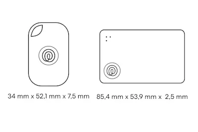 Dimensions of a Life360 Tile Performance Pack