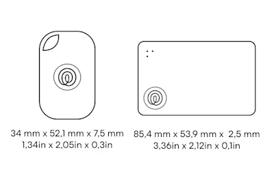 Dimensions of a Life360 Tile Performance Pack