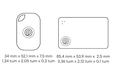 Dimensions of a Life360 Tile Performance Pack
