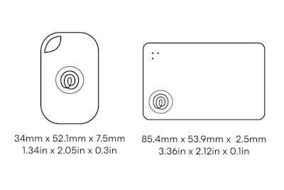 Dimensions of a Life360 Tile Performance Pack