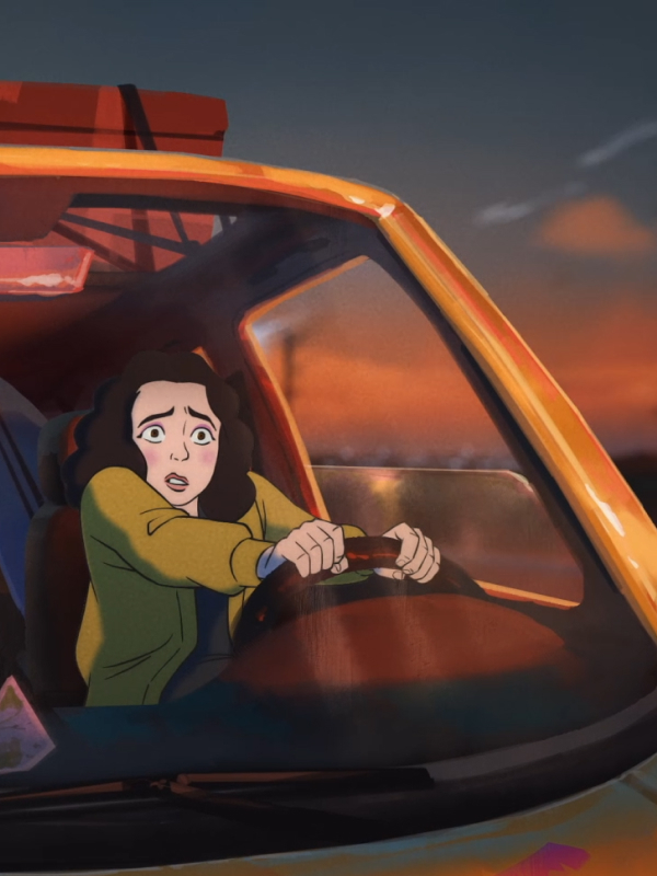 daughter driving a car