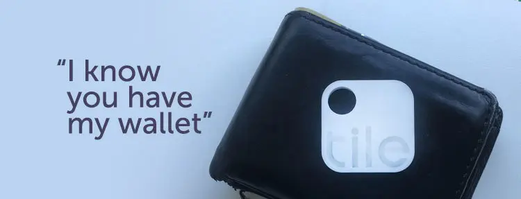 A wallet and a tile