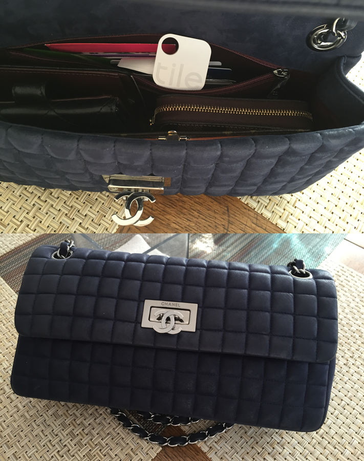 A Chanel bag with a Tile inside
