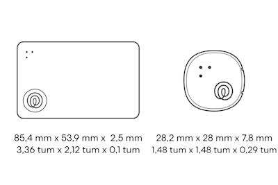 Dimensions of a Life360 Tile Slim + Sticker Pack