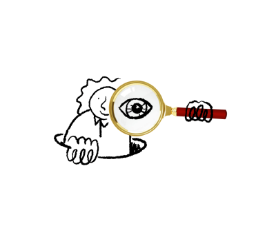 Illustrated person with magnifying glass