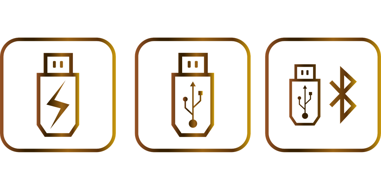 Bluetooth logo on three USBs